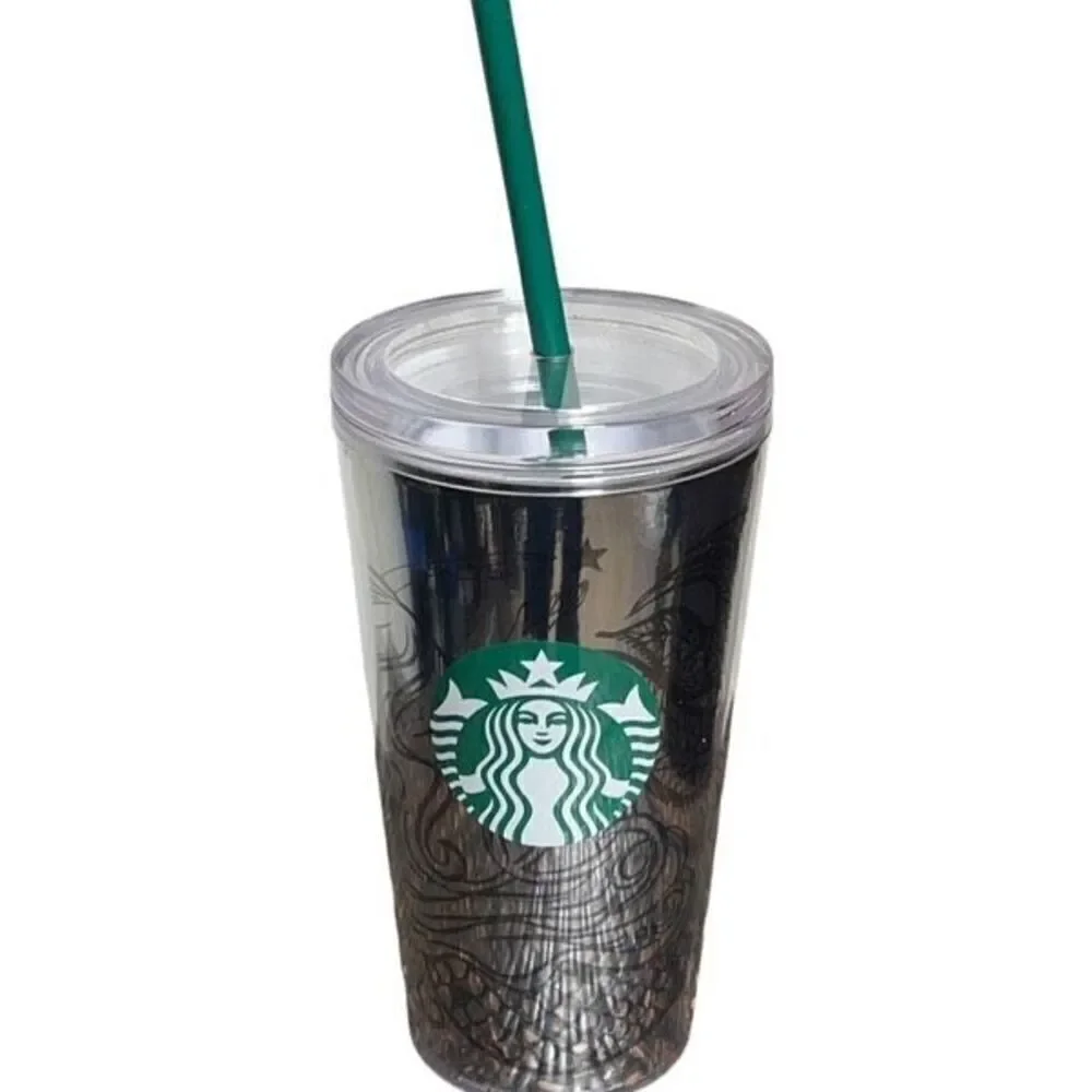 Starbucks Chrome Mermaid Mirrored Acrylic 16oz Tumbler with Straw and Lid